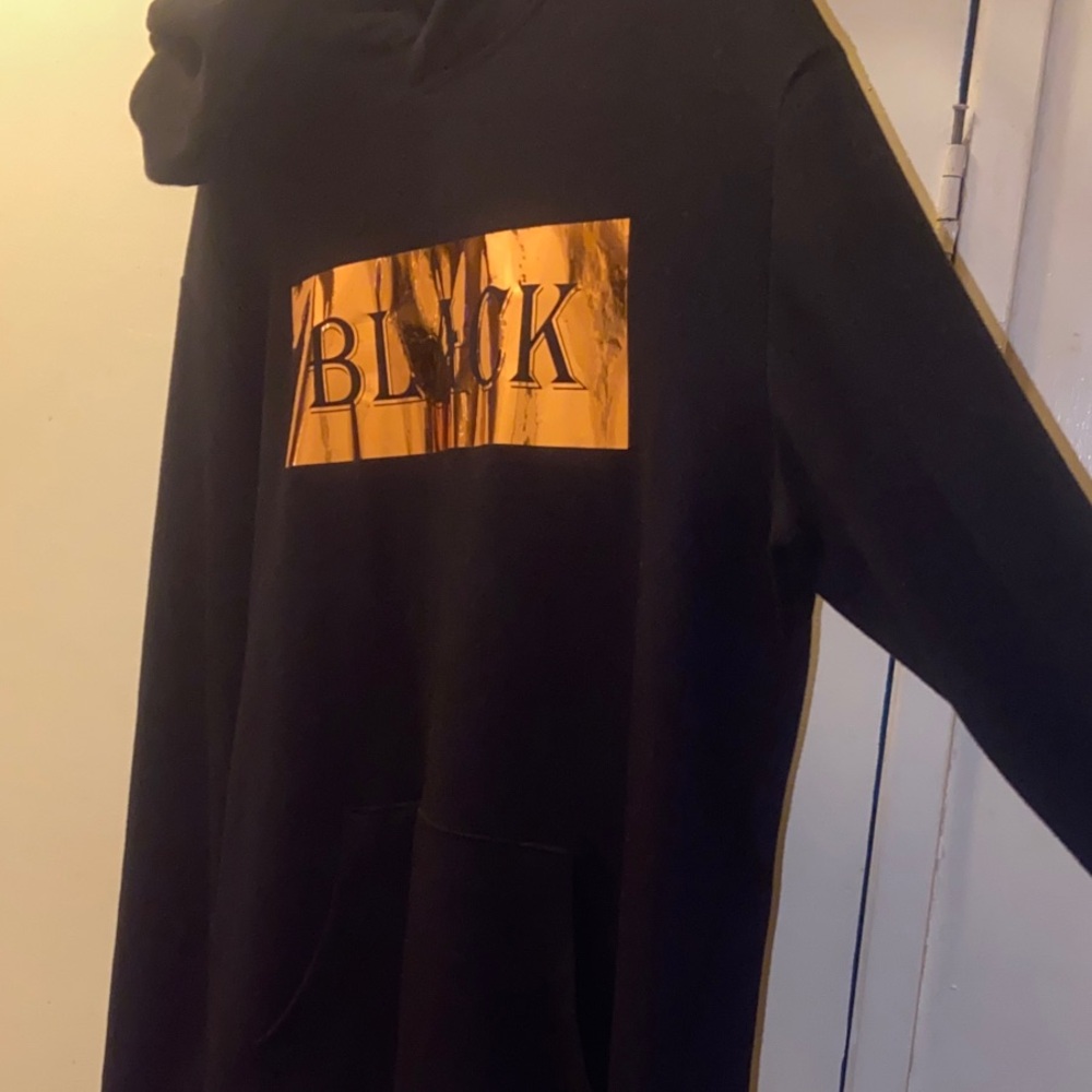 Black Hoodie with Gold Graphic